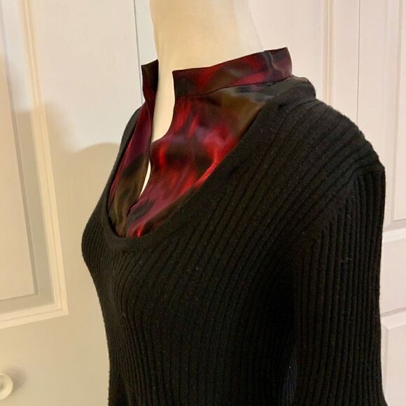 Theory Black Wool Removable Collar Sweater Dress Medium - Picture 4 of 11